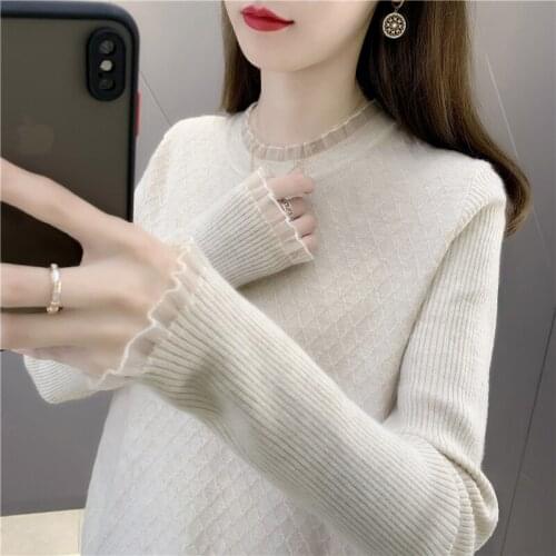20970 (on No. 1, row 7, room 6) solid color lace diamond stripe Pullover bottoming shirt 47