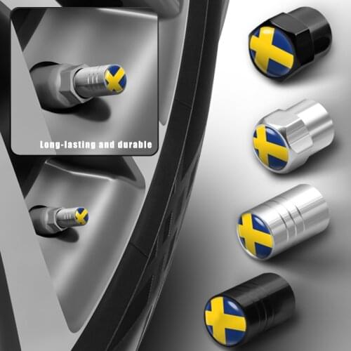 4Pcs Car Styling Aluminum Sweden Badge Wheel Tire Valve Stem Caps Cover For Volvo XC90 XC60 XC70 XC40 V90 V60 V40 C70 C30 S80