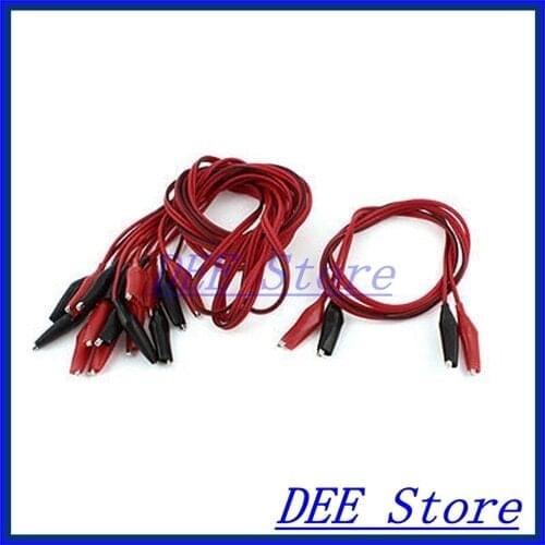 5 Pair Dual Clip Lead Test Alligator Clips Colors Wire Crimped Tester Repair