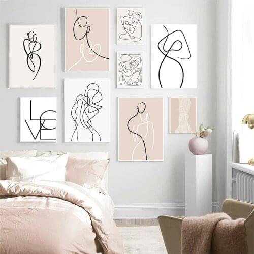 Abstract Line Figure Canvas Painting Modern Minimalist Minimalist Picture Wall Art Home Decor Nordic Poster Print Living Room