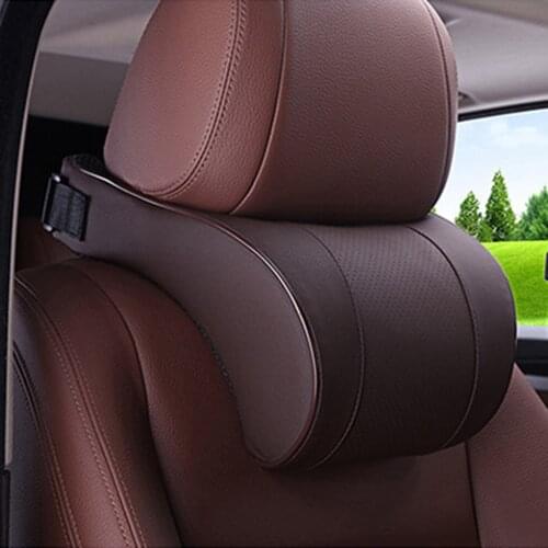 PU Leather Auto Car Neck Pillow Memory Foam Pillows Neck Rest Waist Rest Pillow Seat Back Rest Lumbar Cushion For Car Accessory
