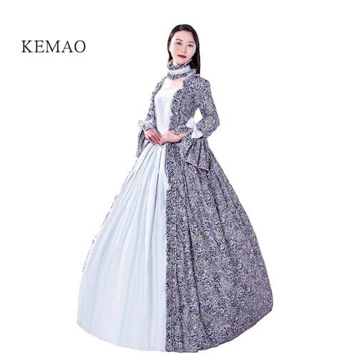 Free shipp Hot Sale Victorian Rococo Costume Womens Adults' Dress Vintage Cosplay Flocked Long Sleeves Bell Ankle Length