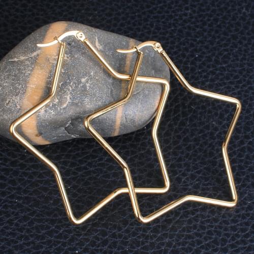 Big Five Star Drop Earring Gold Color Fashion Stainless Steel Jewelry Earrings For Women EDEKCVBP