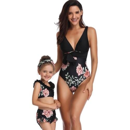 One-Piece Swimsuits Mama Baby Family Look Outfit 2021 Trendy New Years Costumes Mom Matching Clothes For Mother And Daughter
