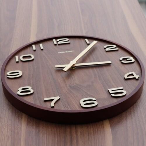 Clock silent living room wooden clock bedroom furniture retro creative table