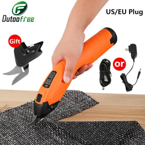 EU/US Electric Scissors USB Cordless Chargeable Fabric Sewing Handheld Scissors Power Tool With 2PCS Alloy Steel Head