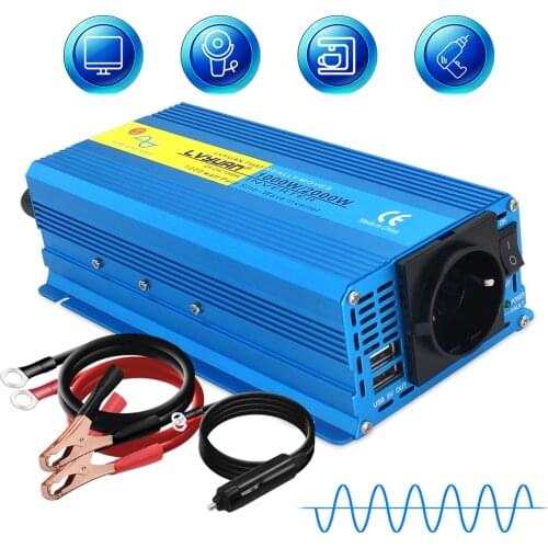 2000W pure sine wave power inverter DC12V To AC220V 230V Charging Adapter Converter Voltage transformer 3.1A 2 USB EU PLUG