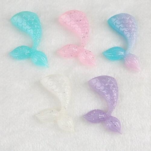6pcs 39*32mm Mermaid Tail Flatback Resin Cabochons for DIY Headband ,Mermaid Tail Hair Bow Mermaid Tail Embellishment