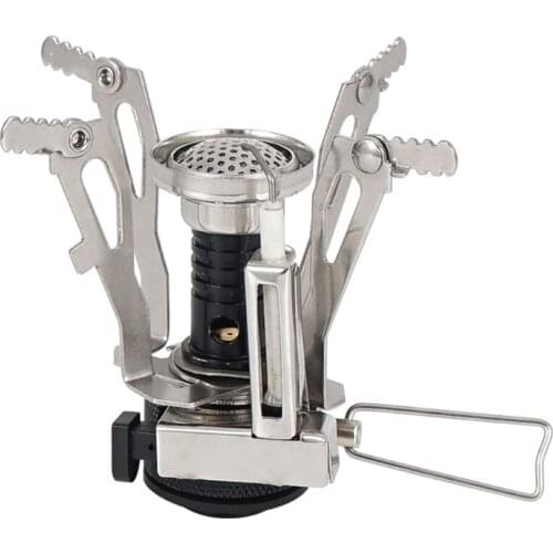 69HD Outdoor Camping Stove Head Picnic 3000W Folding Mini Pocket Furnace Split Burner with Gas Conversion Adapter Pot Pan Tank