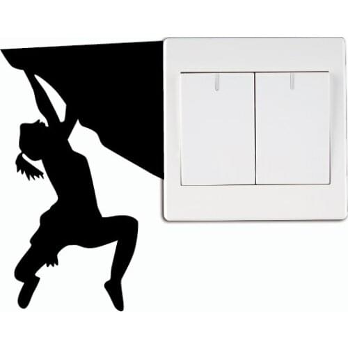 KG-289 Woman Climbing up Edge of Cliff on Light Switch Sticker Climber Silhouette Vinyl Home Wallpaper5085
