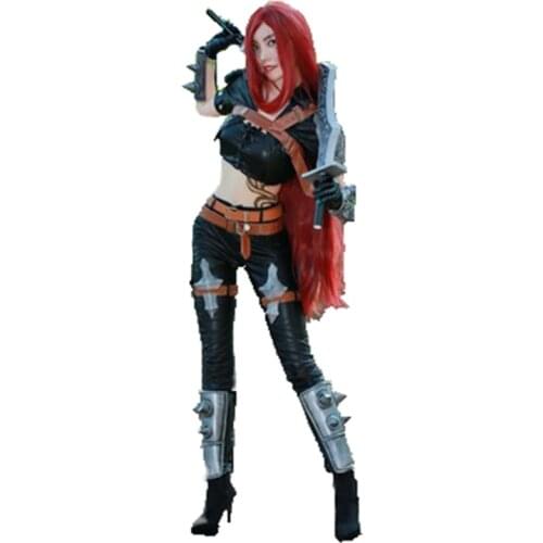 Lol cosplay Katarina costume full suit for Halloween leather costumes any size 2 styles can choose