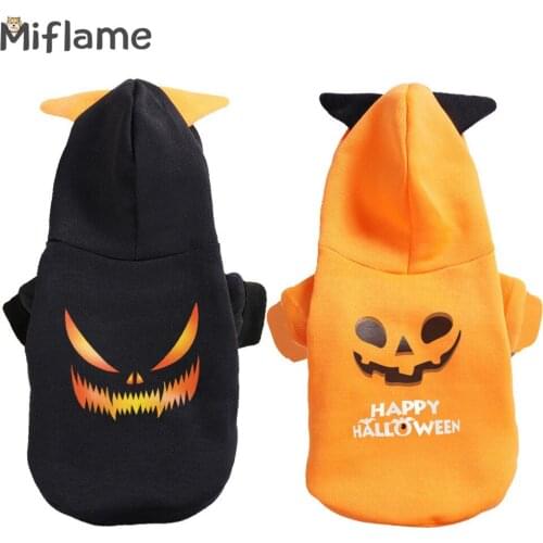 Miflame Small Dog Clothes Halloween Costume For Puppy Hoodies Chihuahua Bichon Pumpkin Grimace Dog Clothing Festival Pet Outfits