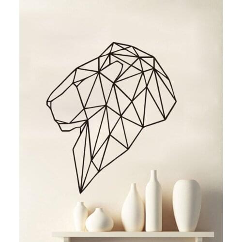 Fashion Geometric Lion Head Wall Decal Cool Animals Vinyl Home Decor For Living Room DIY Wall Stickers Vogue Poster Decal SYY81