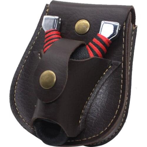 Fashion New Men Mini Handmade PU Leather 2 In 1 Hunting Slingshot Catapult Steel Balls Bearings Bag Pouch Case Holder Waist Bag