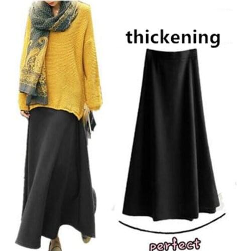 Plus size S - 5XL 6XL women Thickening and warming winter skirts, Autumn maxi skirt,grey black red Elegant skirts Vestidos