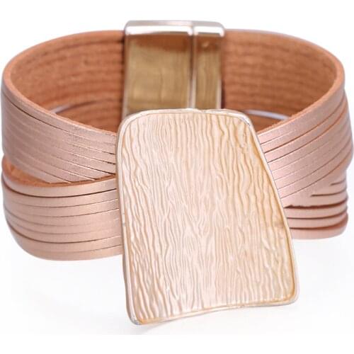 Trendy Multilayered Leather Bracelet for Women 6 Colors Multiple Strip PU Leather Wide Bangles Leather Accessories Jewelry Gift