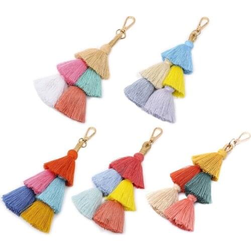 Multi-Layer Pendant Keyring Fashion Handmade Bohemian Tassel Keychain Bag Charm Wild Handbag Pendant Accessories