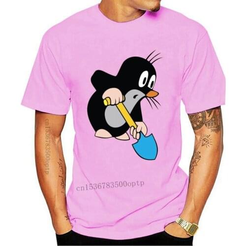 5567A Humor Mole Digging T-Shirts for Men Cotton T Shirt Krtek Little Maulwurf Cute Cartoon Short Sleeve Tee Shirt Plus Size