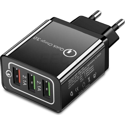 4.8A Fast Charging 3 Port usb wall charger Quick Charge 3.0 Portable Cell Phone Charger Adapter for iPhone Samsung Huawei Xiaomi