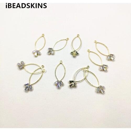 New arrival! 32x11mm 50pcs Zircon oval shape charm/Connectors for earrings/earrings accessories/Earring parts DIY