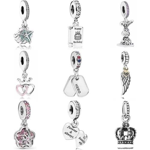 Original Starfish & Shell Peach Blossom Love In Full Bloom Pendant Crystal Bead Fit Europe Bracelet 925 Sterling Silver Charm