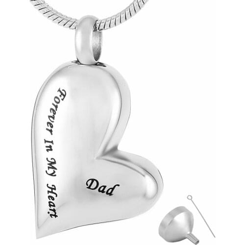 MJD8032 Memorial Pendant 316 Stainless Steel Silver Color Cremation Necklace Jewelry Forever In My Heart Dad