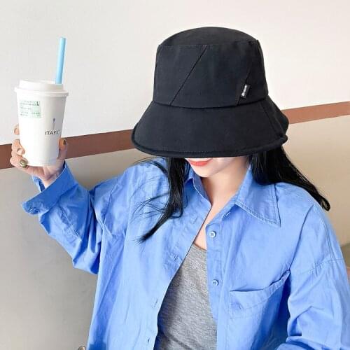 Autumn Winter Womens Cotton Bob Sun Bucket Hats 2021 Wide Brim Streetwear Mens Panama Hat Unisex Fishing Black Fisherman Hat