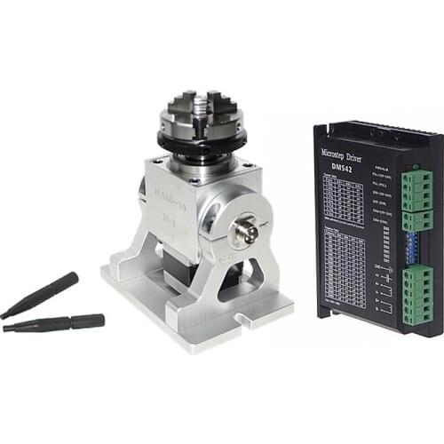 Planetary Gear 4th Rotary Axis 65mm 100mm Chuck Stepper Motor Driver CNC A Axis Speed Reducing Ratio 10:1 Laser Marking Machine
