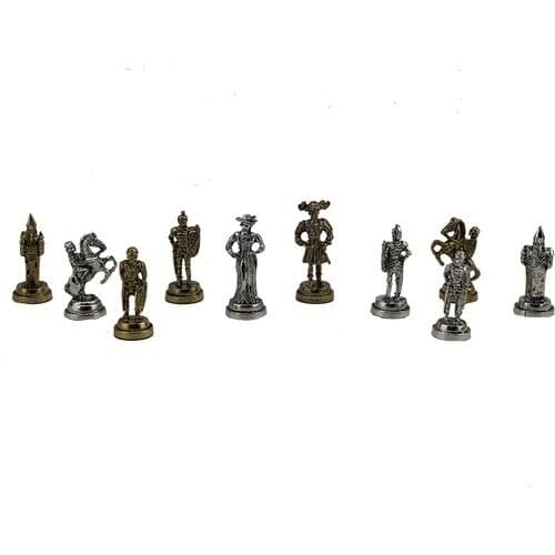 Gift Home Medium Size Metal Spanish Chess Stone Bright