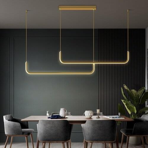 Nordic Restaurant Pendant Light Three-color Creative Lighting Luxury Iron Bar Table Art Modern Led Strip Room Decoration Lamps