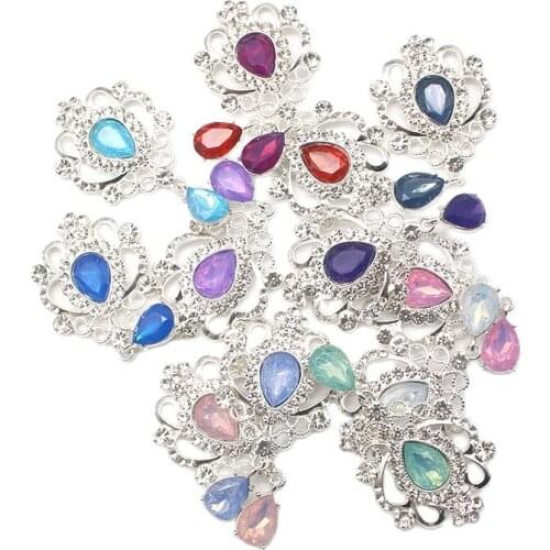 Water Drop Resin Pendant Brooches Plating Silver Sewing Alloy Button Decor DIY Beautiful Wedding Party Decoration Accessories