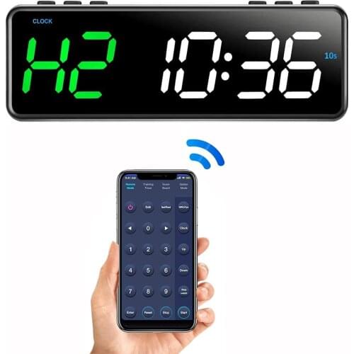 Portable Gym Workout Timer, Fitness Clock with Built-in Magnetic Spine, Controlled from Free Mobile App via Bluetooth GreenWhite