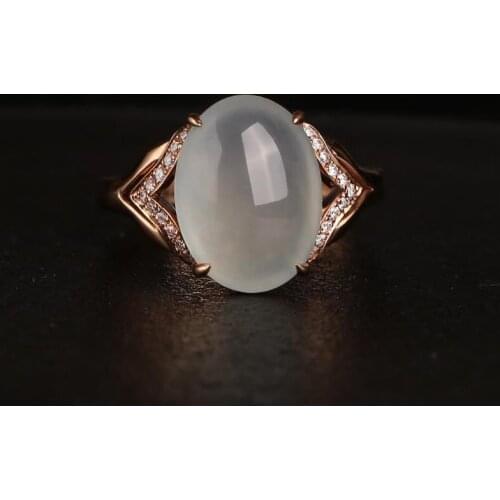 Original design natural ice seed chalcedony egg surface oval opening adjustable ring light luxury charm women silver jewelry