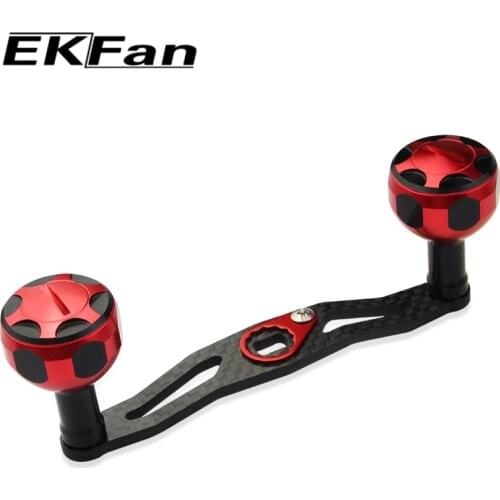 EKFan 1pc Length 107mm 8*5mm Hole Size Fishing Reel Handle Aluminum Alloy Knob With Carbon Fiber For Baitcasting Reel