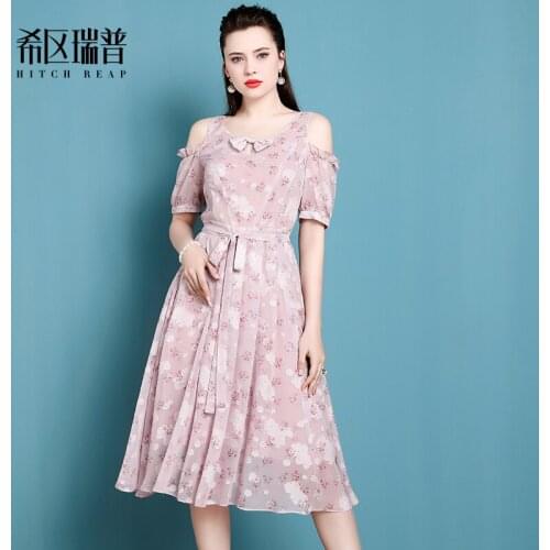 High End Chiffon Dress WomenS New Style In Summer 2021 French Printed Sweet Umbrella Skirt