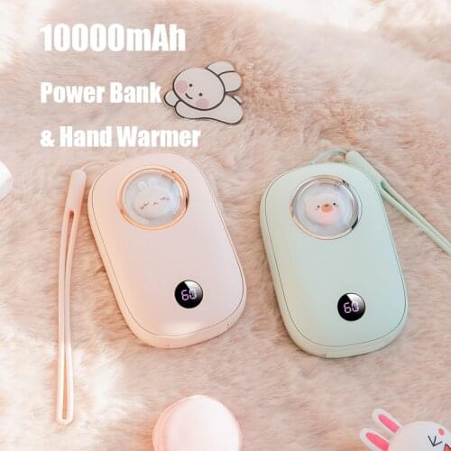 Cute 10000 mAh USB Bear Power Bank Hand Warmer Portable Pocket Powerbank with LED Display Mini USBC Small Charger Bank for Girls