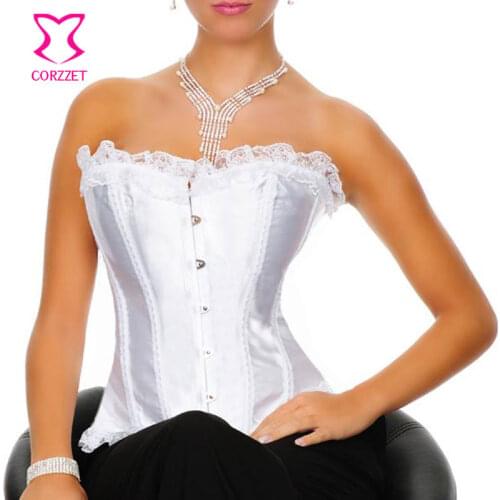 Bridal Wedding White Corset Sexy Lingerie Corsetto Gothic Corsets and Bustiers Corpete Corselet Overbust Corses Para Mujer