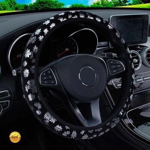 Universal Leather Auto Car Steering Wheel Cover Anti Flower Car Styling Steering-wheel Covers For Women Girls Ladies