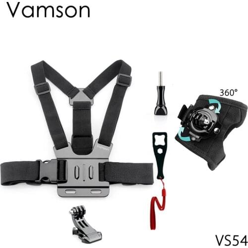 Vamson For Gopro Hero7 6 5 4 Accessories Chest Strap Belt Mount Screw 360 Degrees Rotation Hand Strap Wrench for EKEN H9R VS54