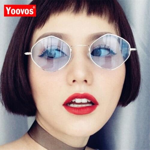 Yoovos 2021 Vintage Polygonal Sunglasses Women Brand Designer Small Frame Alloy Sunglasses Reflective Mirror UV400 Oculos De Sol