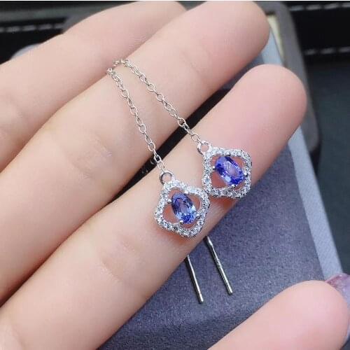 Natural And Real Tanzanite Earring 925 sterling silver Fine jewelry Tanzanite Earring