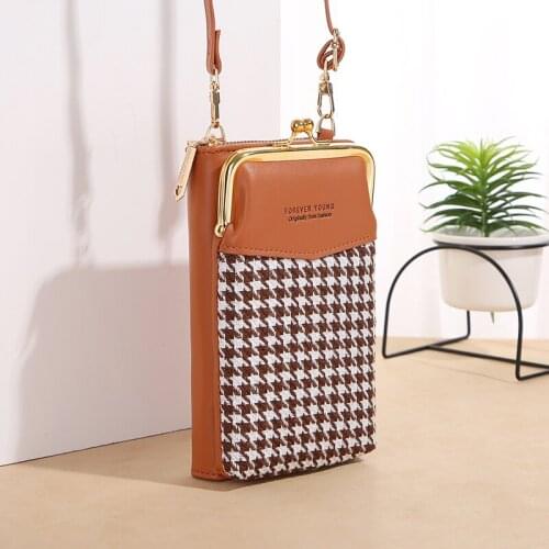 Women Wallet British Style Canvas PU Leather Stitching Phone Bags Handbag Purse Clutch Messenger Shoulder Vertical Section Bag