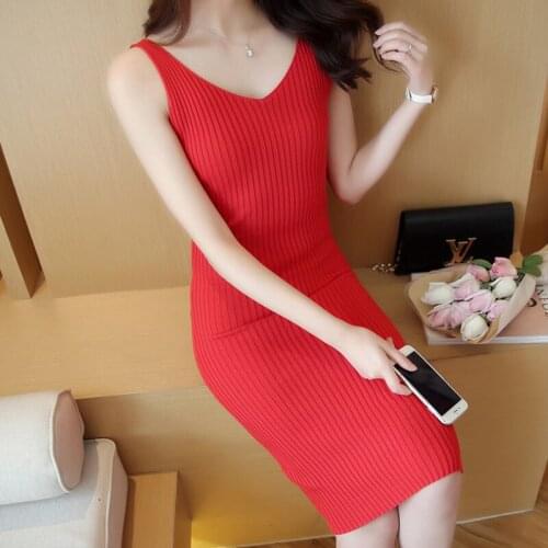 Sleeveless Sweater Women Fashion Autumn Winter Basic Knitted Long Vest Ladies Solid Color Stretch Vertical Knitted Sweater Dress
