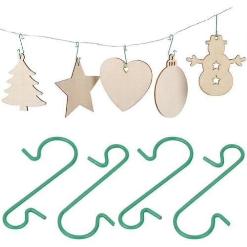 10pcs Reusable Christmas Tree Hooks Bauble Ornament Hangers Decoration Green Plastic Hook S-shaped Hook