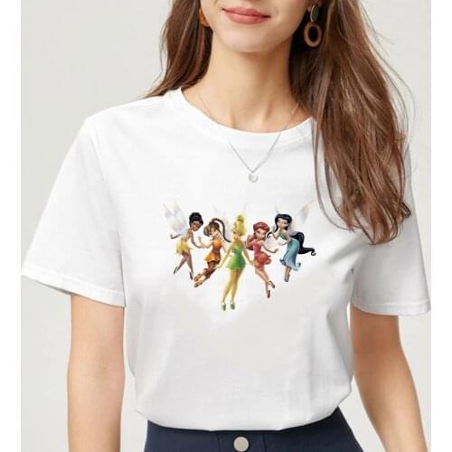 Tinker Bell Silvermist Rosetta Iridessa Fawn Disney Fairies Harajuku Tshirt Print Short Sleeve Top & Tee Fashion Casual T Shirt