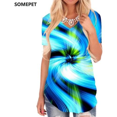 SOMEPET Dizziness T Shirt Women Abstract Tshirts Printed Graphics V-neck Tshirt Novel Funny T shirts Womens Clothing Fashion