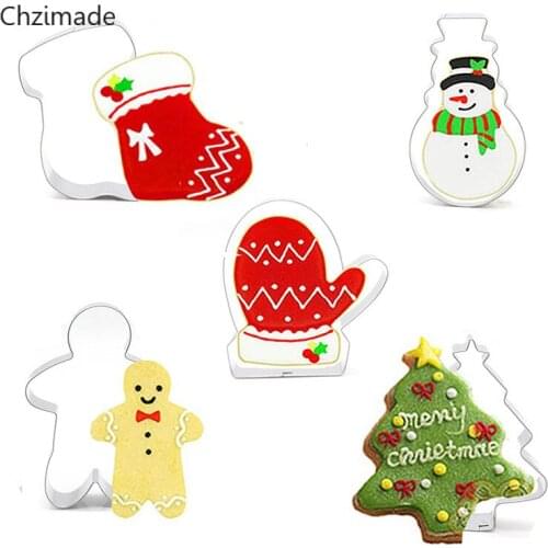 Lychee Life 5Pcs Merry Christmas Stainless Steel Pottery Clay Cutter Designer DIY Ceramic Pottery Polymer Clay Cutting Mold Tool