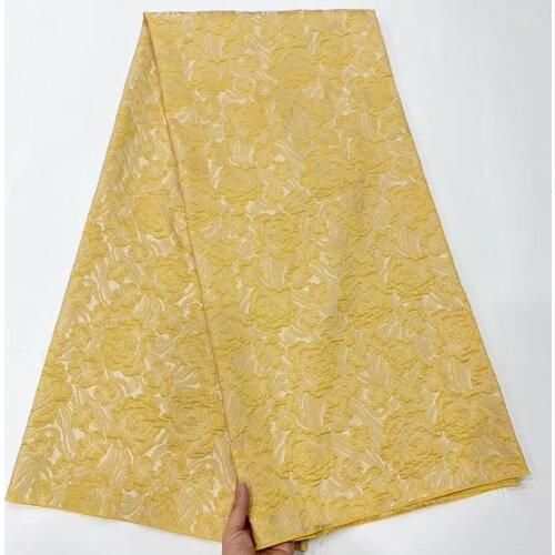 New African 5 Yards Brocade Fabric Jacquard Lace Material Nigerian Floral Damask Cloth Tela Tissus For Sewing Dress PJZ20