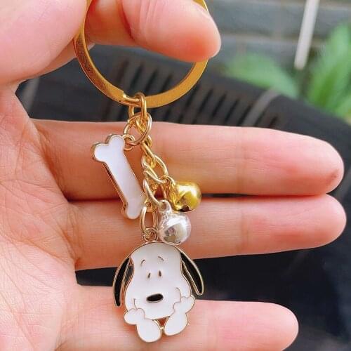 New Cartoon welsh corgi Keychain Cute Dog Key Chain For Woman ins Bag Pendant Car Key Ring Bone bell accessories