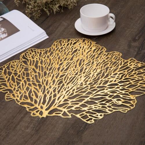 Hollow Table Pad With Tree Shape Creative Bronzing High Temperature Resistant Decoration 2021 New Fashion